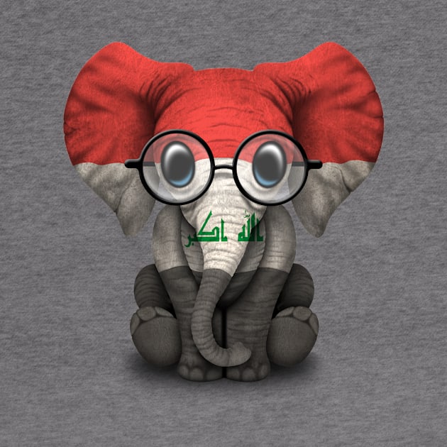 Baby Elephant with Glasses and Iraqi Flag by jeffbartels